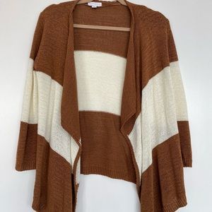 Brown and Cream Light Knit Cardigan
